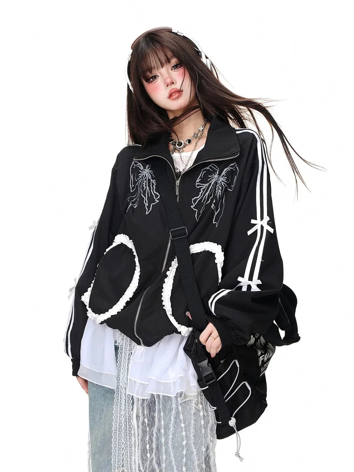 'Sweet Doll' Coquette Kawaii  Lace Ribbon Oversized Jacket AlielNosirrah