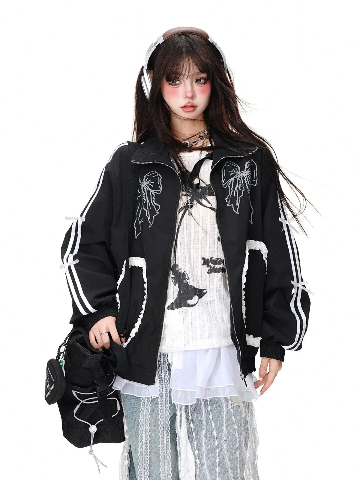 'Sweet Doll' Coquette Kawaii  Lace Ribbon Oversized Jacket AlielNosirrah