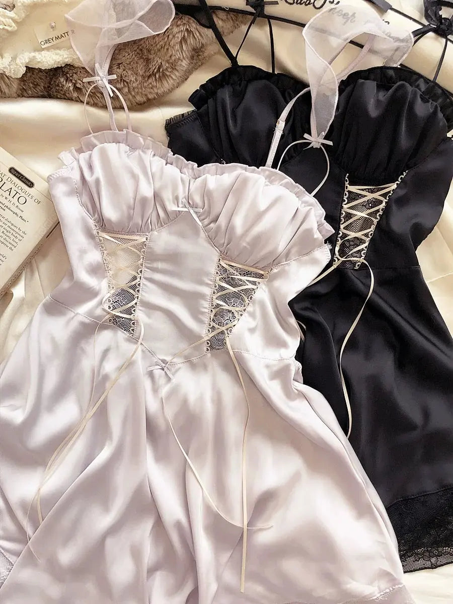 'Sweet Dream' Coquette Lace Up Ruffle Night Gown AlielNosirrah