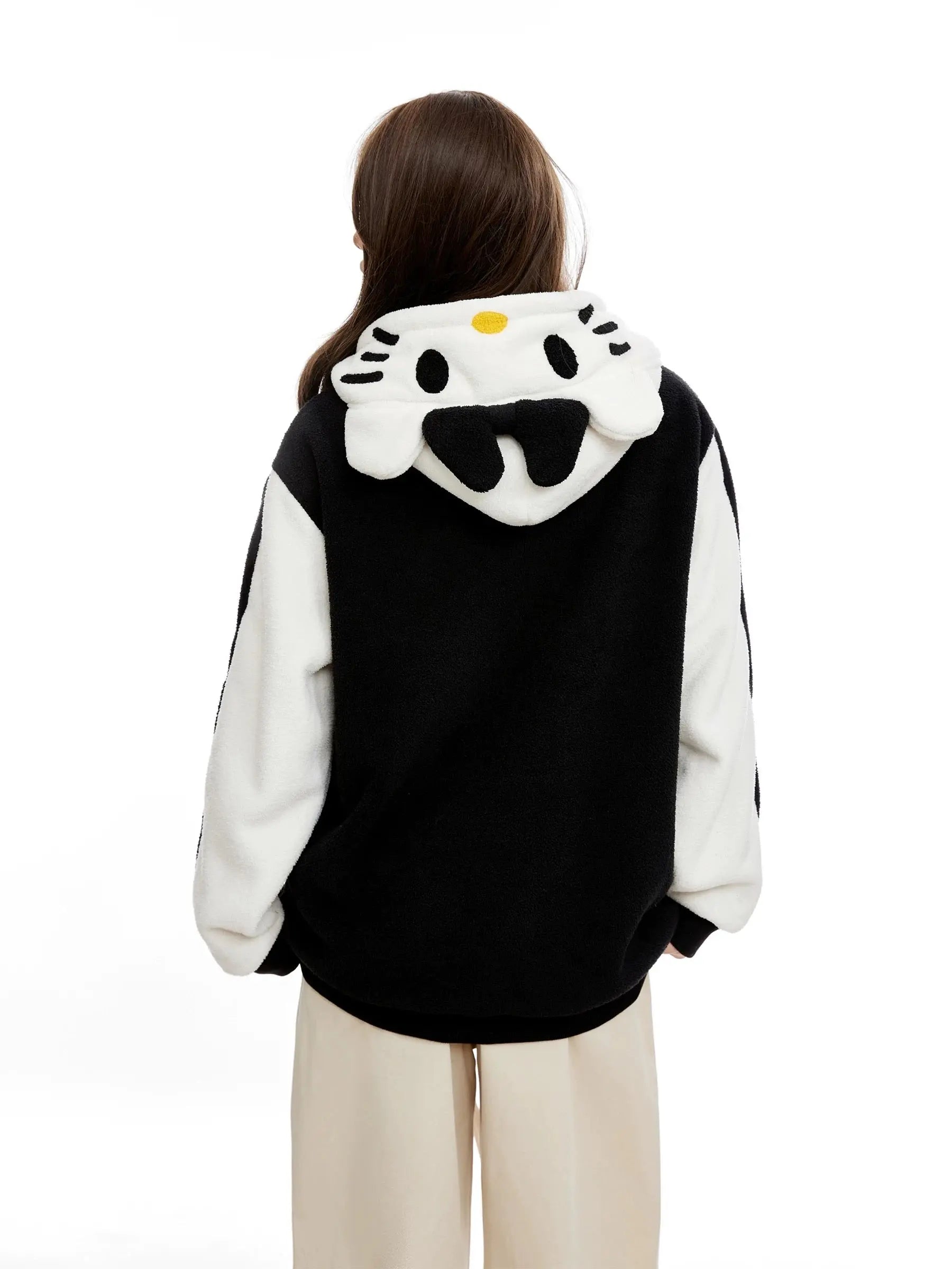 'Sweet Duo' Kawaii Streetstyle Fleeced Oversized Kitty Hoodie AlielNosirrah