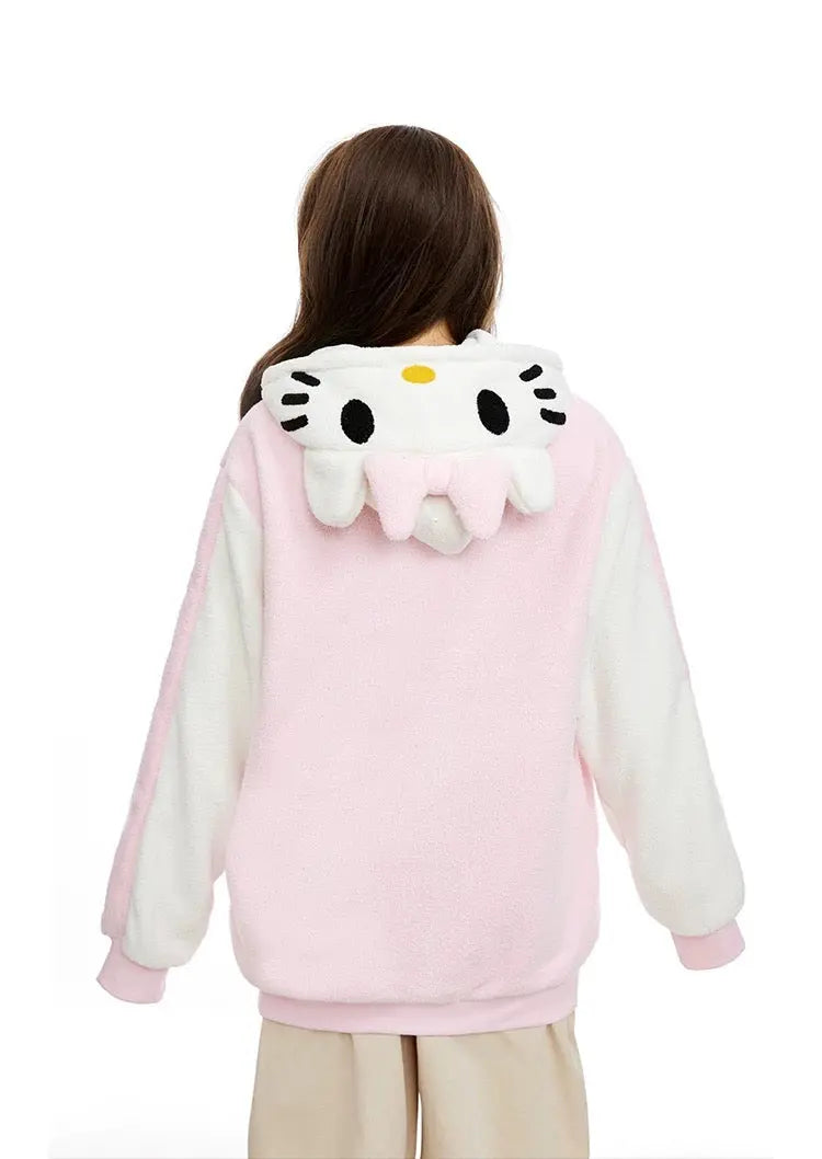 'Sweet Duo' Kawaii Streetstyle Fleeced Oversized Kitty Hoodie AlielNosirrah