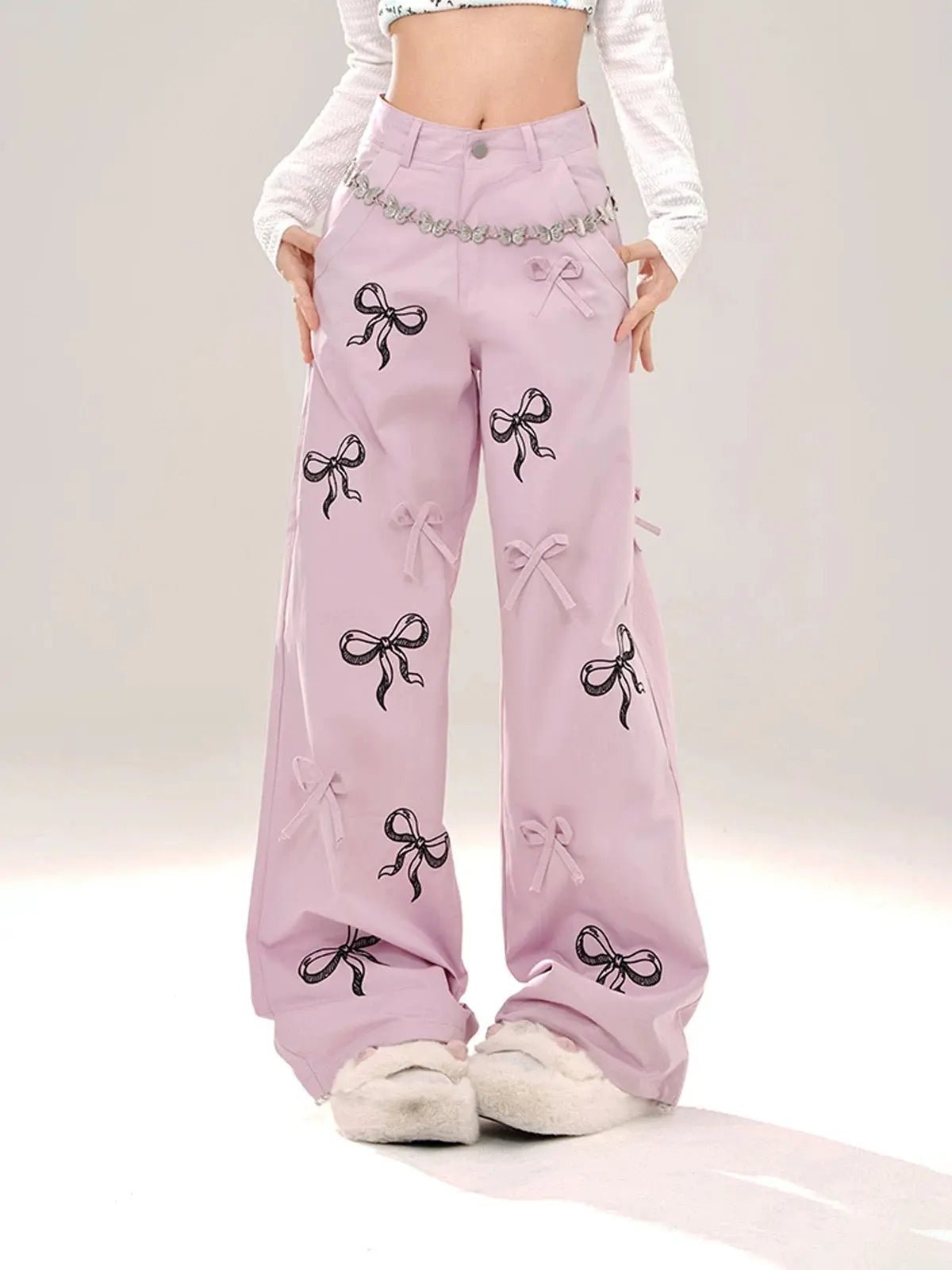 'Sweet Talk' Kawaii Ribbon Oversized Cargo Pants AlielNosirrah