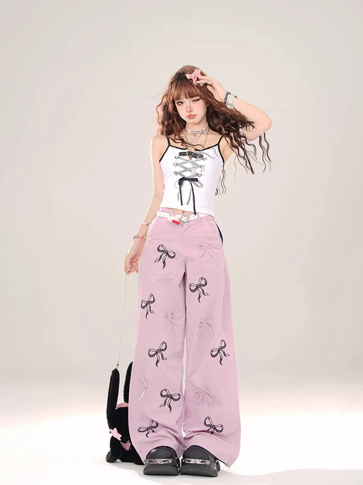 'Sweet Talk' Kawaii Ribbon Oversized Cargo Pants AlielNosirrah