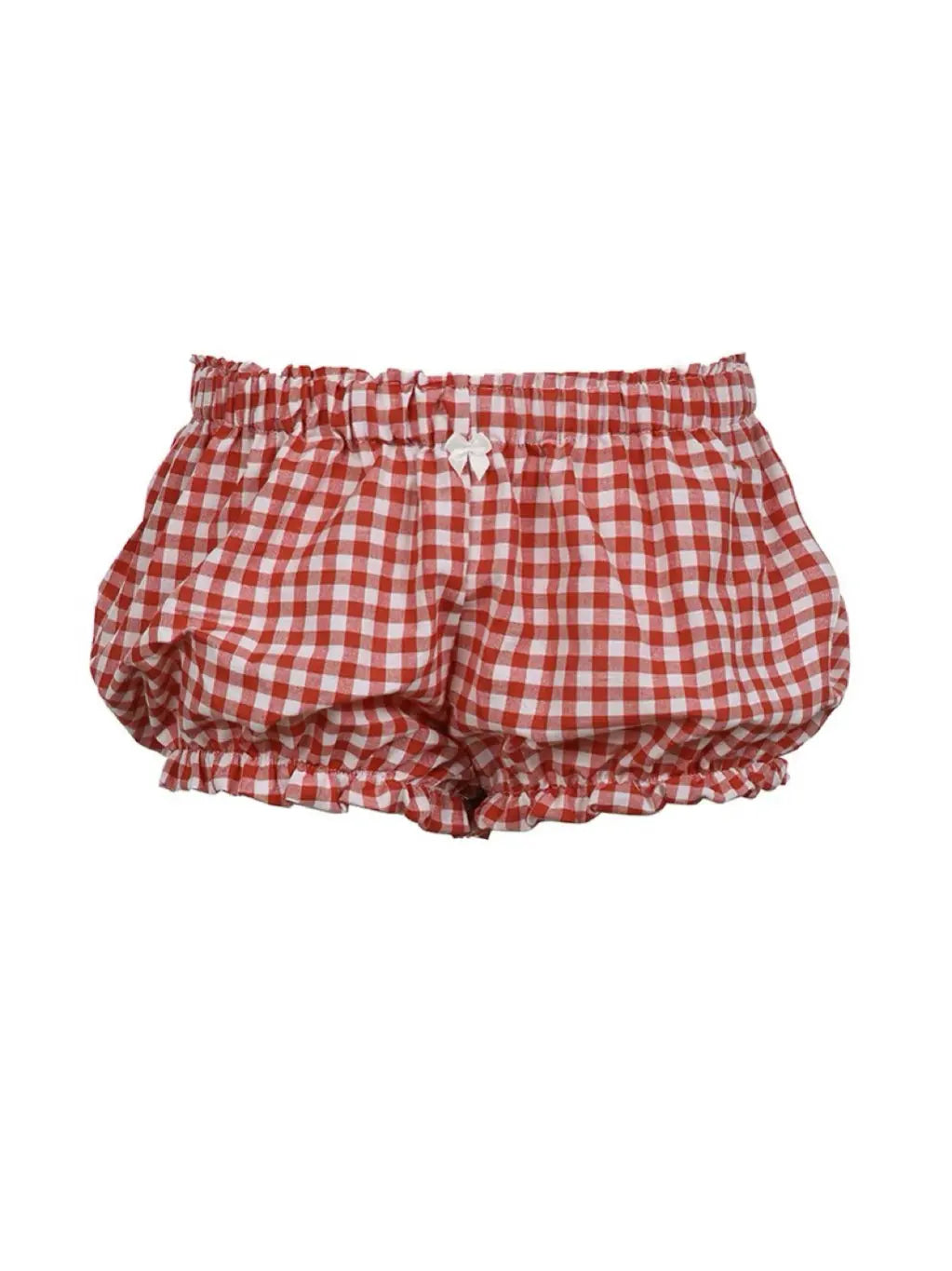 'Sweet & Short' Retro Red Checked Ribbon Bubble Shorts AlielNosirrah