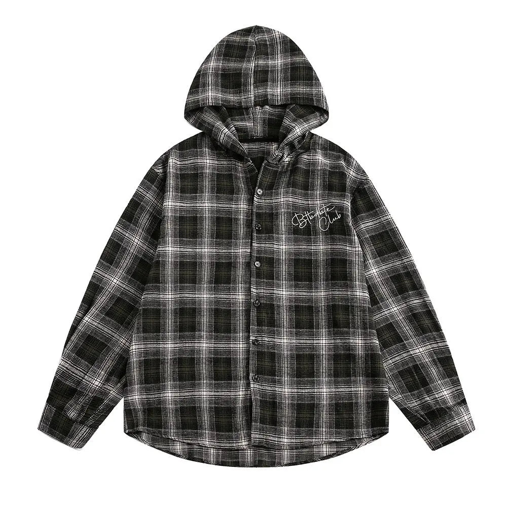 'Tell Me' Academia Streetstyle Hooded Checked Shirts AlielNosirrah