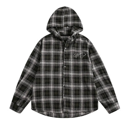 'Tell Me' Academia Streetstyle Hooded Checked Shirts AlielNosirrah