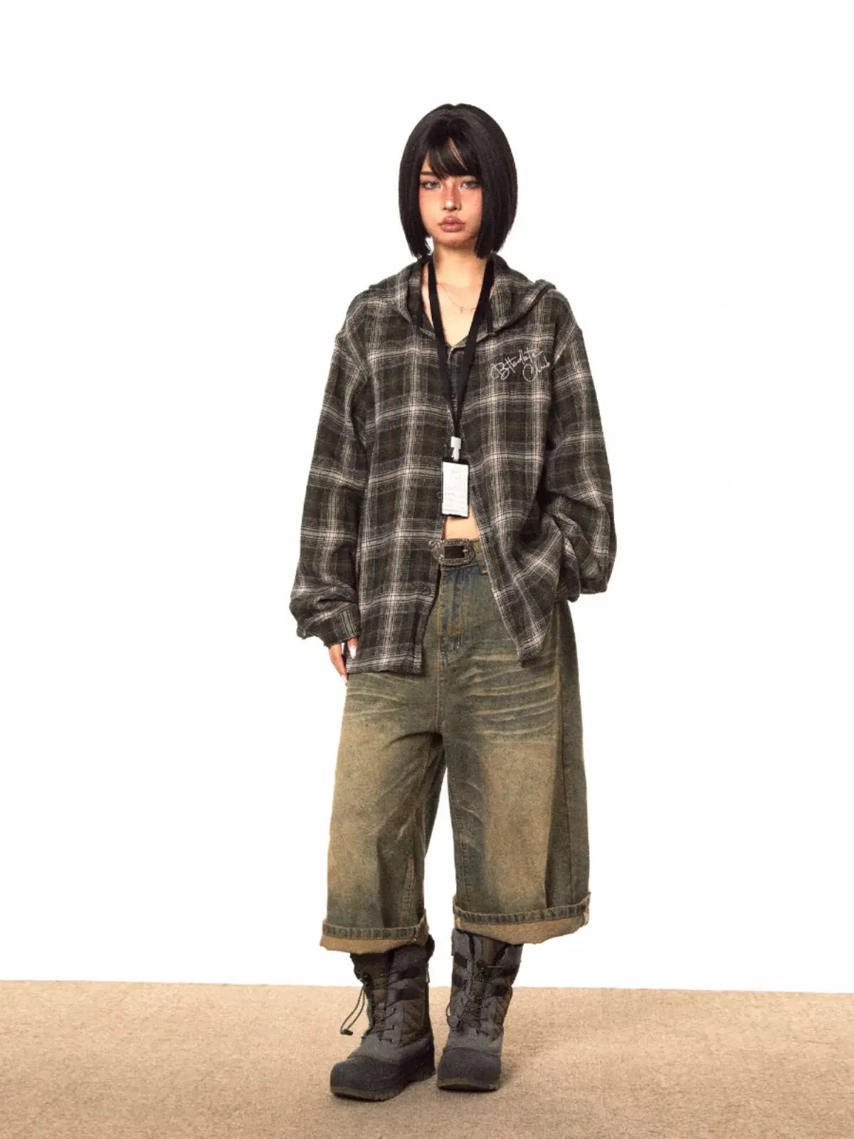 'Tell Me' Academia Streetstyle Hooded Checked Shirts AlielNosirrah