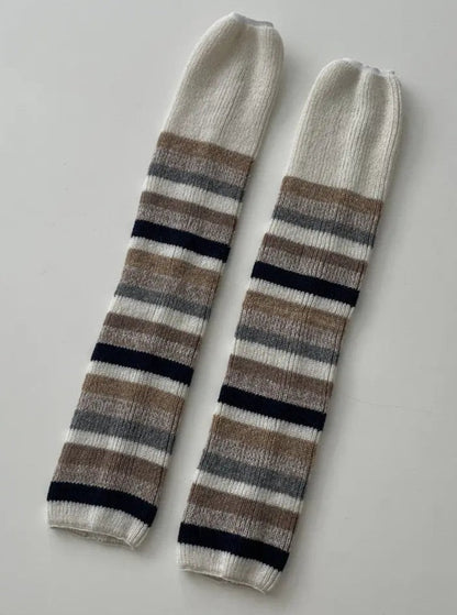 Thick Knitted Striped Contrasting Pile Socks AlielNosirrah