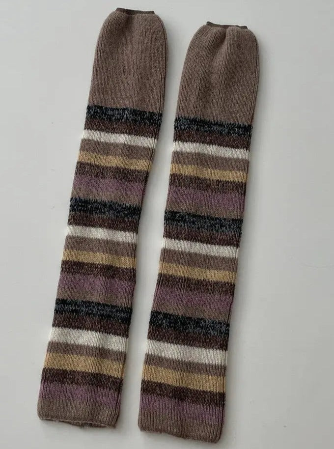 Thick Knitted Striped Contrasting Pile Socks AlielNosirrah