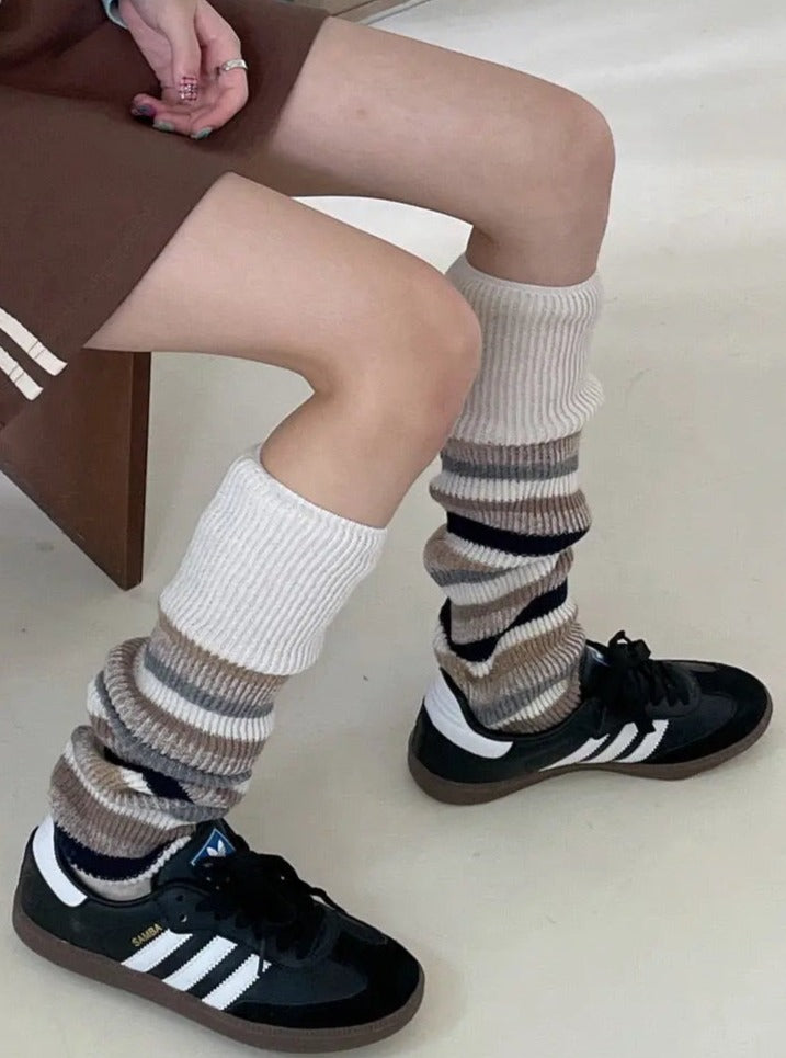 Thick Knitted Striped Contrasting Pile Socks AlielNosirrah