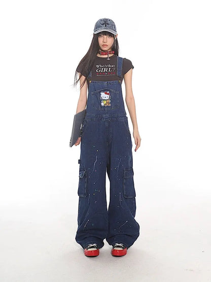 'Tom Boy' Kawaii Streetwear Kitty Oversized Dungarees AlielNosirrah