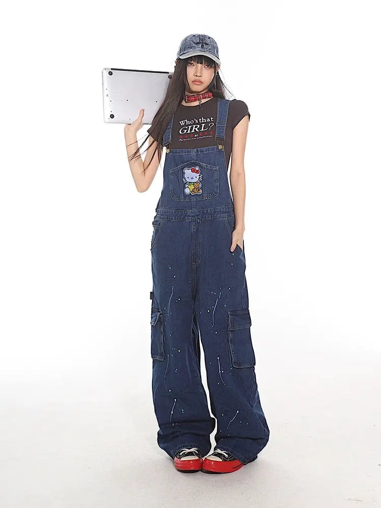 'Tom Boy' Kawaii Streetwear Kitty Oversized Dungarees AlielNosirrah