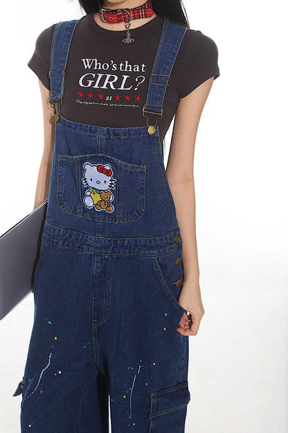 'Tom Boy' Kawaii Streetwear Kitty Oversized Dungarees AlielNosirrah