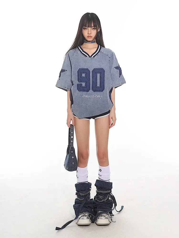 'Top Player' Streetstyle Denim Color Oversized Shirts AlielNosirrah