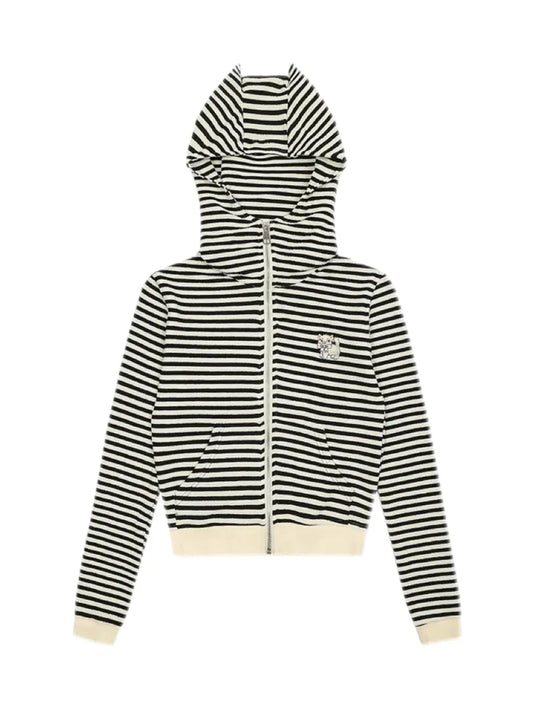 'Trouble Maker’ Kawaii Streetstyle Striped Kitty Prints Hoodie AlielNosirrah