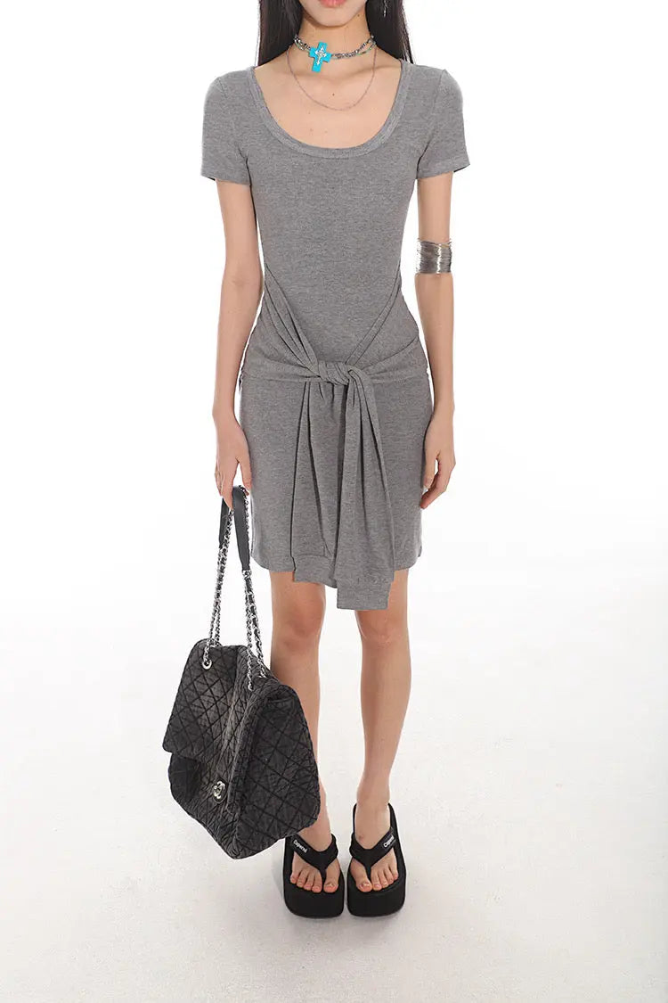 'Typa Girl' Streetstyle Basic Tie Up Nudy Dress AlielNosirrah