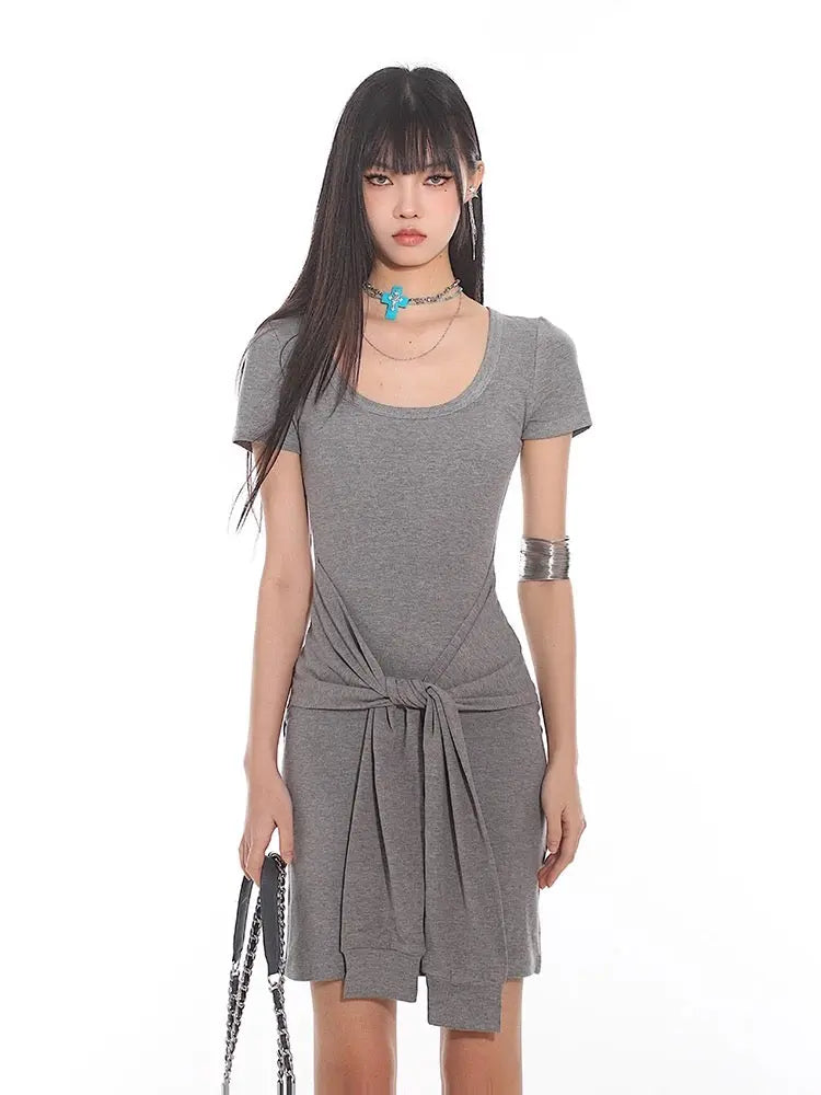 'Typa Girl' Streetstyle Basic Tie Up Nudy Dress AlielNosirrah