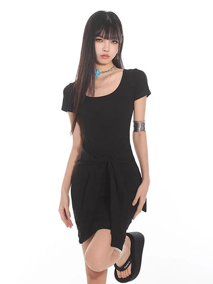 'Typa Girl' Streetstyle Basic Tie Up Nudy Dress AlielNosirrah