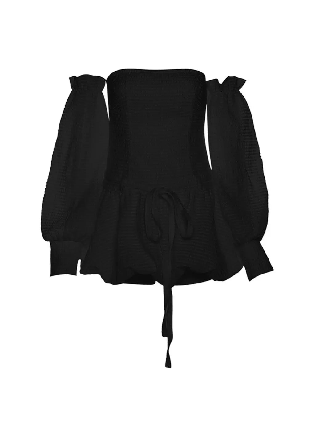 'U & Me' Doll Core Black Puff Sleeves Dress AlielNosirrah