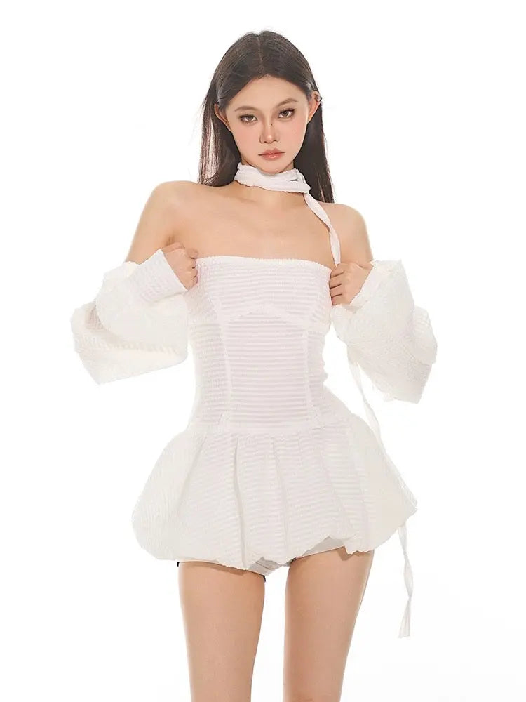 'U & Me' Doll Core Black Puff Sleeves Dress AlielNosirrah