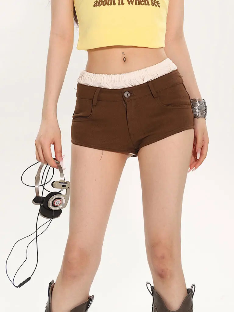 'Westside' Retro Streetstyle Low Waist 2 Pcs Shorts AlielNosirrah