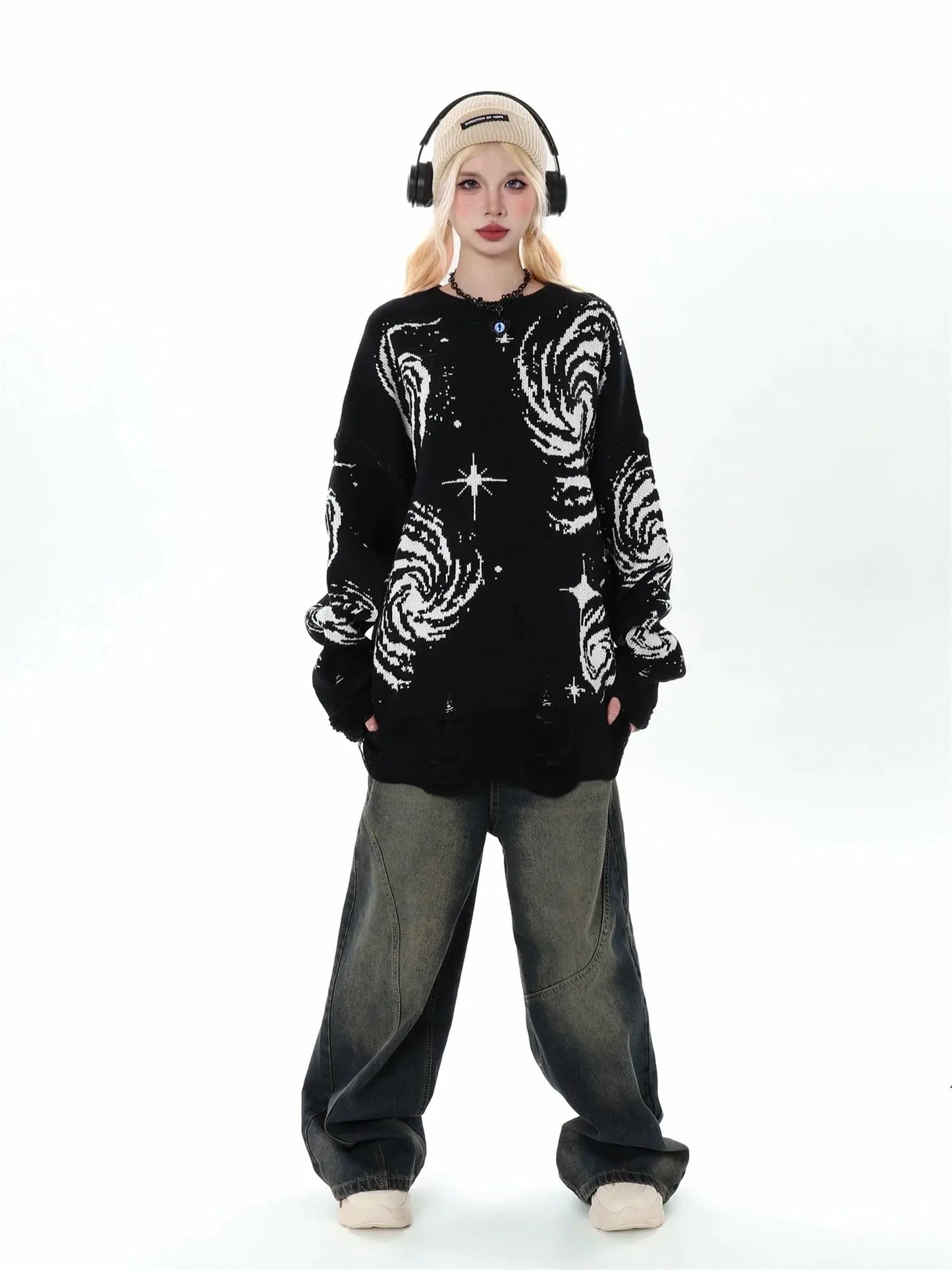 'Whimsy' Dark Galaxy Oversized Unisex Sweater AlielNosirrah