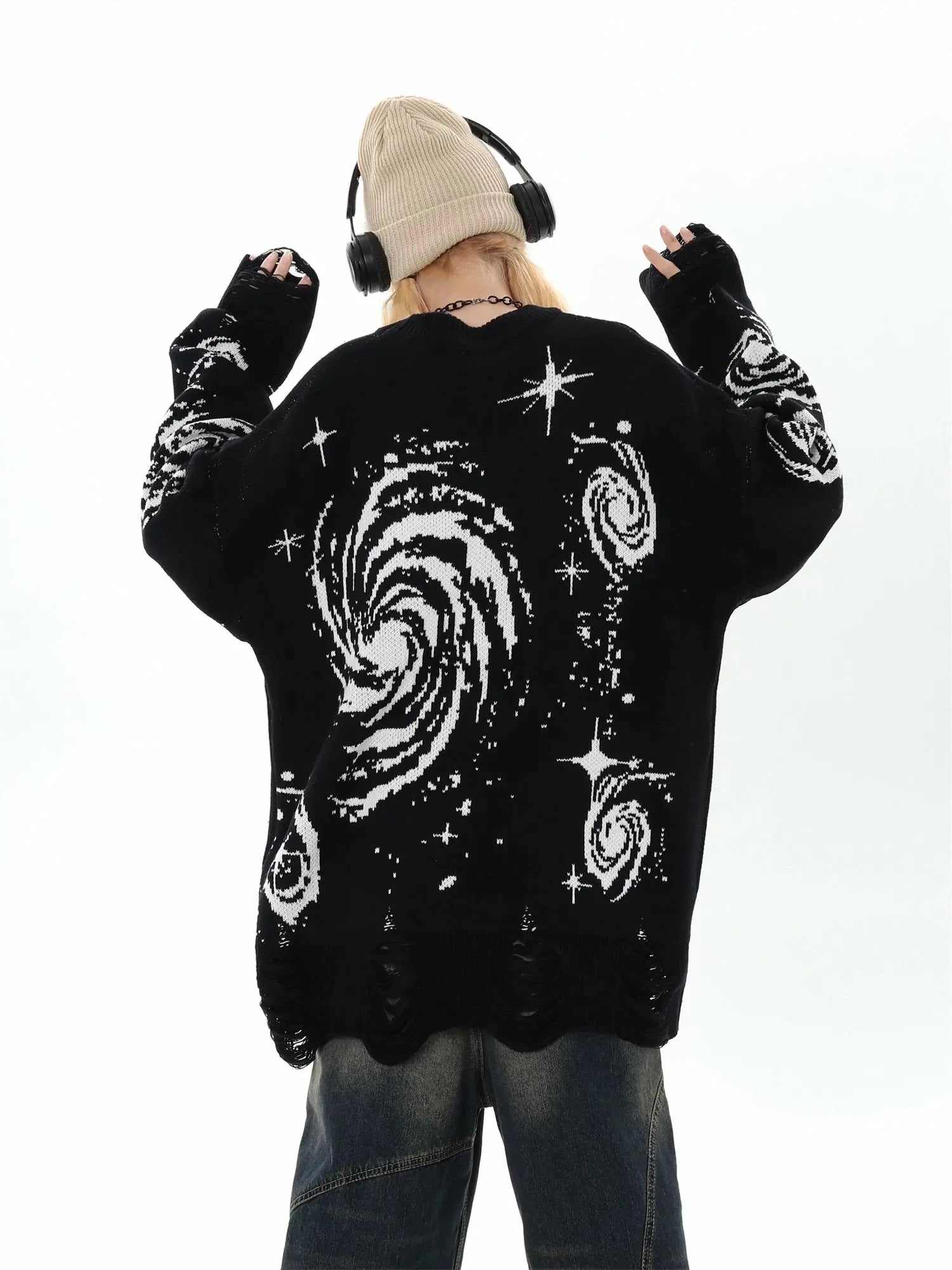 'Whimsy' Dark Galaxy Oversized Unisex Sweater AlielNosirrah