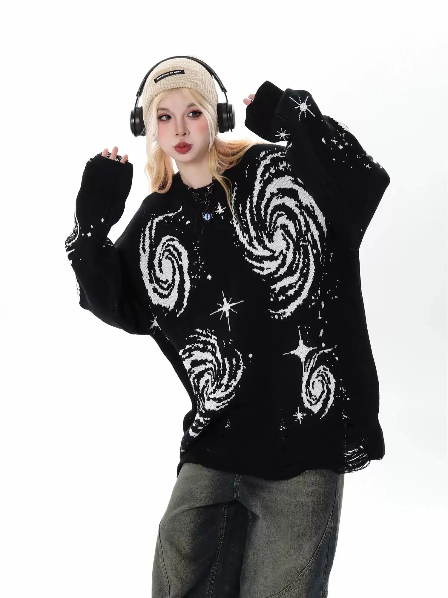 'Whimsy' Dark Galaxy Oversized Unisex Sweater AlielNosirrah