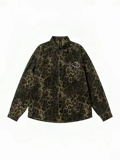 'Wild Life' Cheetah Prints Oversized Denim Shirts Jacket AlielNosirrah