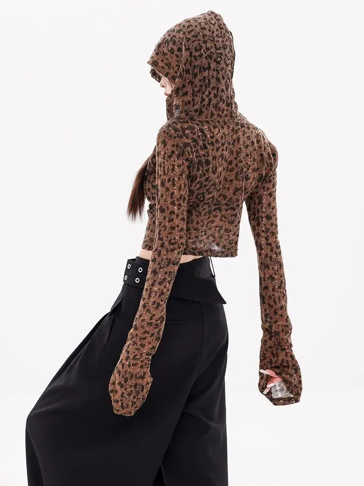 'Wild Nature' Y2k Cheetah Prints Slim Hooded Top AlielNosirrah