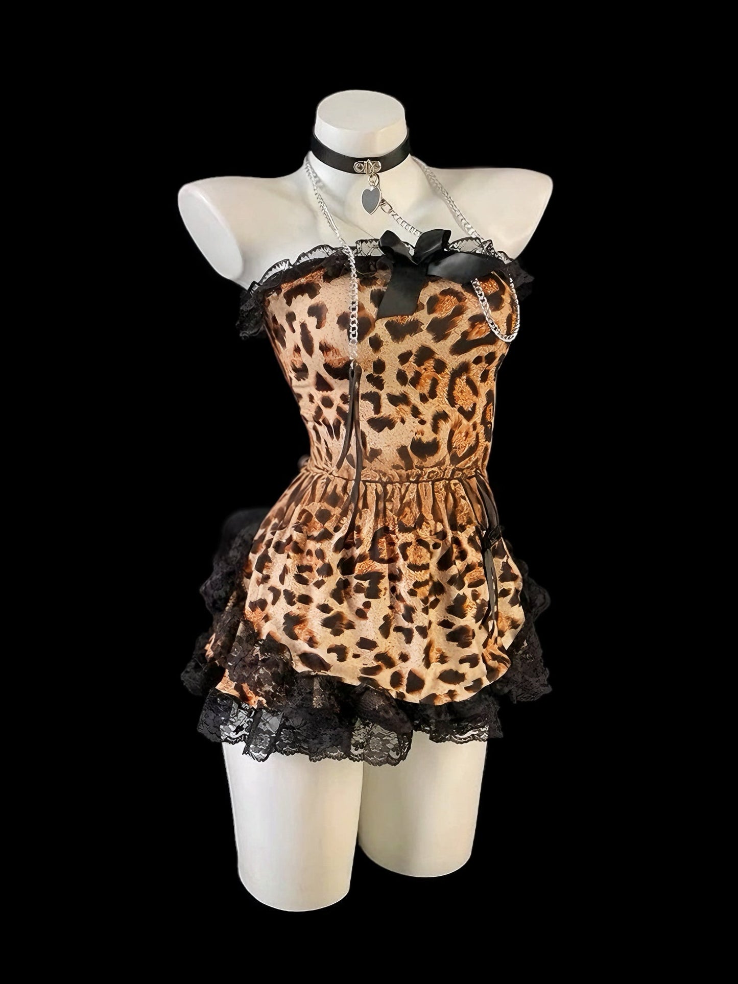 'Wild Night' Y2k Cheetah Leopard Print Strap Dress Set For Valentines Day AlielNosirrah