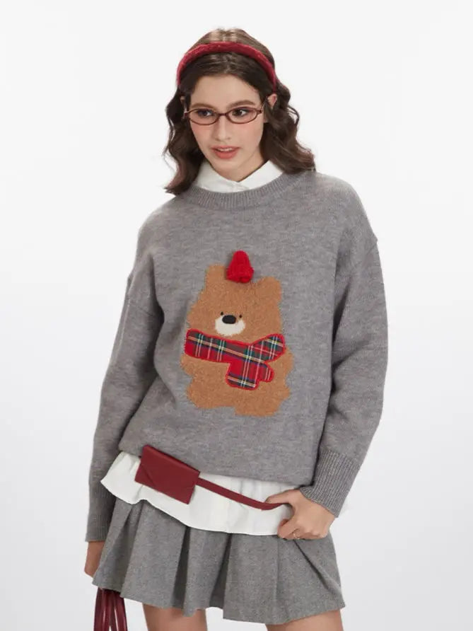 'love U' Kawaii Rhombus Holiday  Christmas Bear Winnie Sweater AlielNosirrah