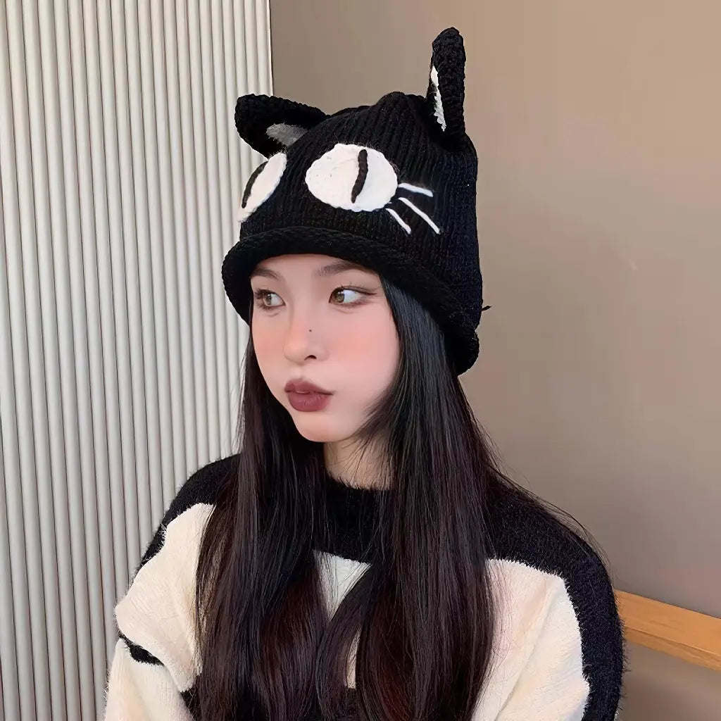 'Chinchilla Emo Style Cat Ears Knitted Hat AlielNosirrah