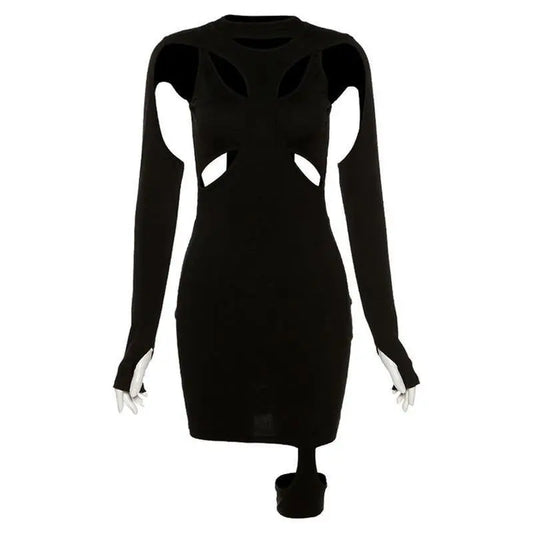 'Cold & Cruel' Hollow-Out Mini Bodycon Dresses - AlielNosirrah