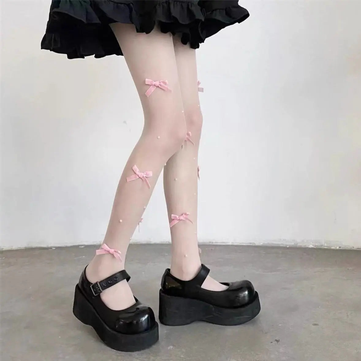 'Dear Diary' Bow -Tie Pearl Beads Kawaii Tights AlielNosirrah