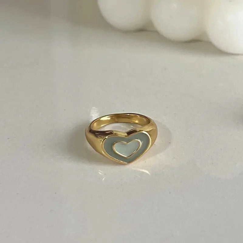 'Heart Stamp' Y2K Heart Shape Rings AlielNosirrah