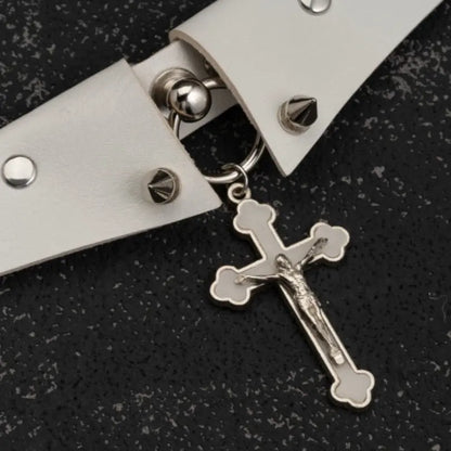 'Make A Wish' Fake Collar Cross Rivet Chokers