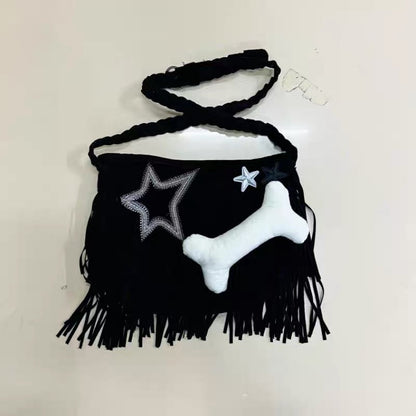 'Naughty Dog' Tassel Grunge Star & Bone Crossbody Bag AlielNosirrah