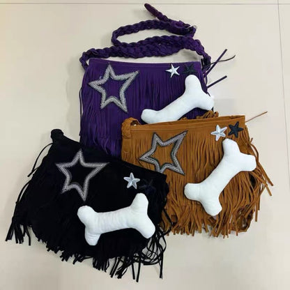 'Naughty Dog' Tassel Grunge Star & Bone Crossbody Bag AlielNosirrah