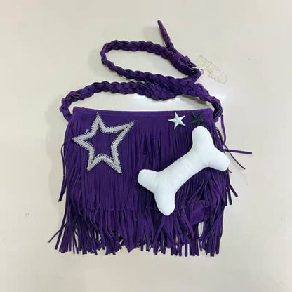 'Naughty Dog' Tassel Grunge Star & Bone Crossbody Bag AlielNosirrah