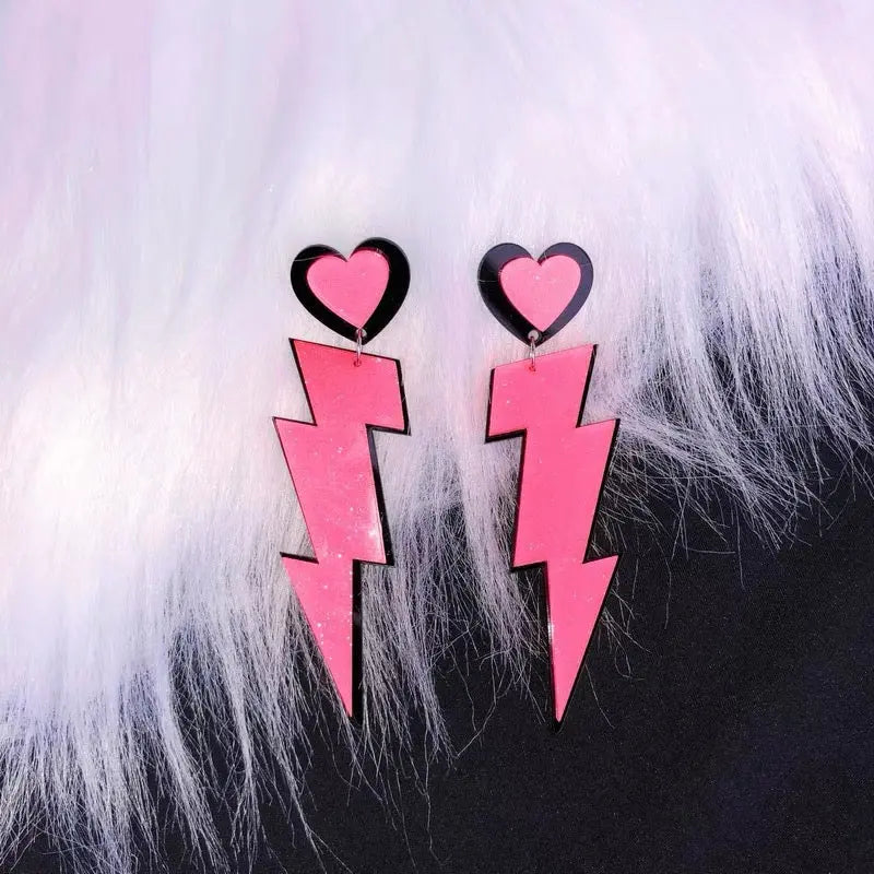 'Neon' Hot Pink Thunder Egirl Earrings