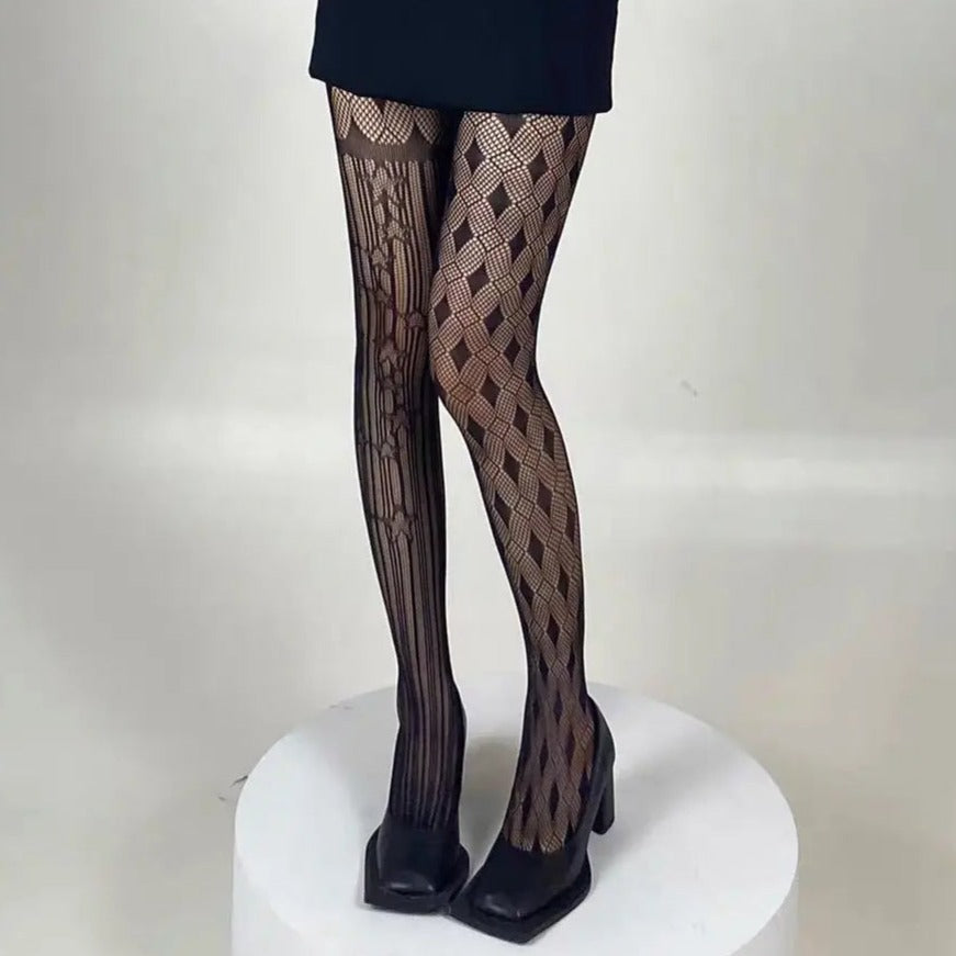 'Poker Cards' Kawaii Goth Leg Tights Socks AlielNosirrah