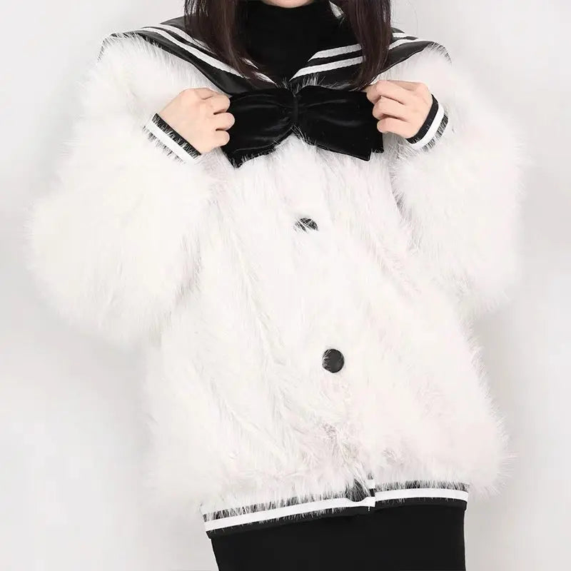 'Sailor Moon' Sailor Collar Kawaii Fluffy Coat AlielNosirrah