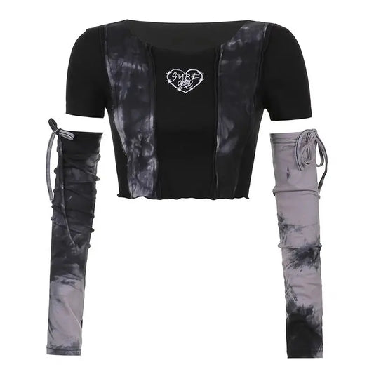 'Sure Love' Grunge Tie-dye Crop Top - AlielNosirrah